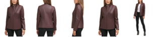 Cole Haan Women's Wing Collar Leather Coat